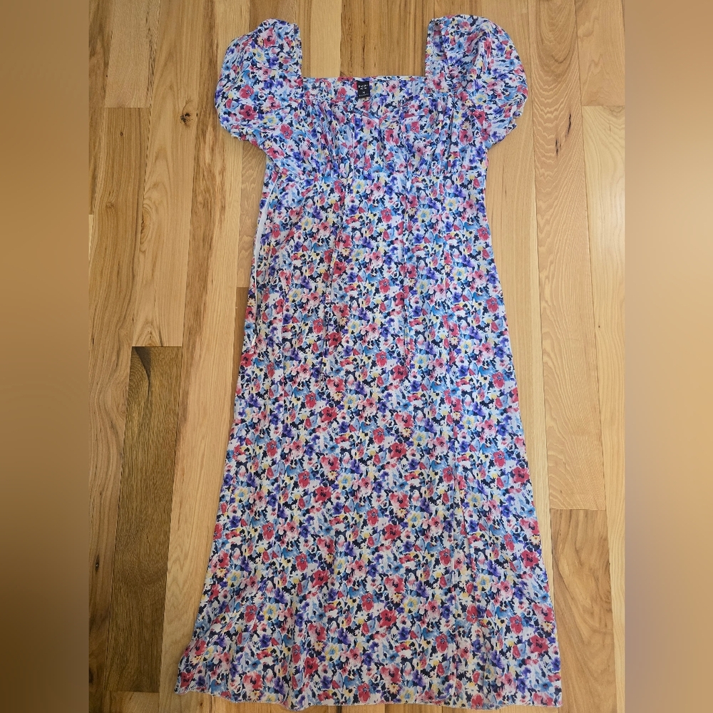 Emery Rose Floral Puff Sleeve Midi Dress, Size M - Picture 2 of 8